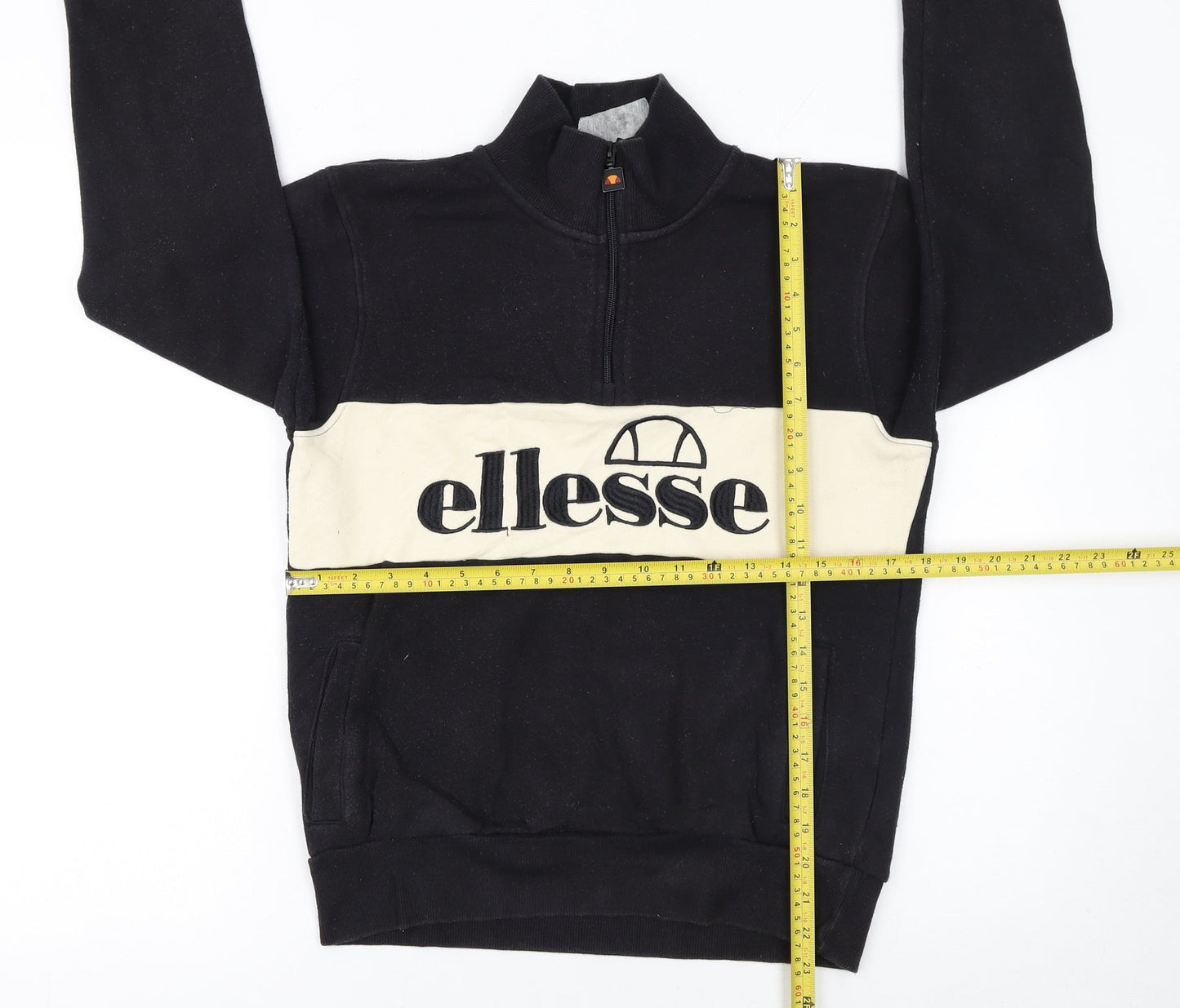 Ellesse Womens Black Beige Half Zip Sweatshirt UK 6