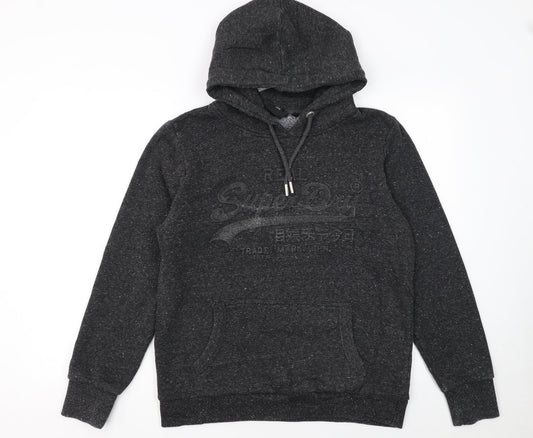 Superdry Womens Black Pullover Hoodie Size 16 Hooded Classic Fit