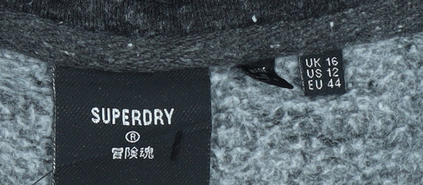 Superdry Womens Black Pullover Hoodie Size 16 Hooded Classic Fit