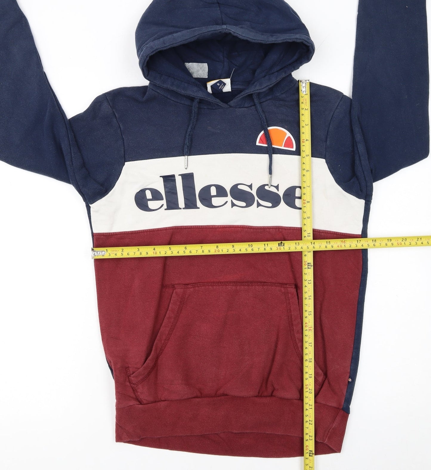 Ellesse Womens Navy Burgundy Colourblock Logo Hoodie Size 8