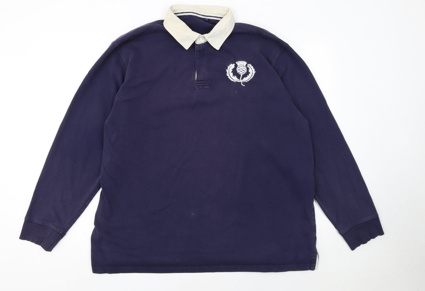 SAXNET Men’s Blue 3XL Long Sleeve Cotton Polo Shirt with Embroidered Crest