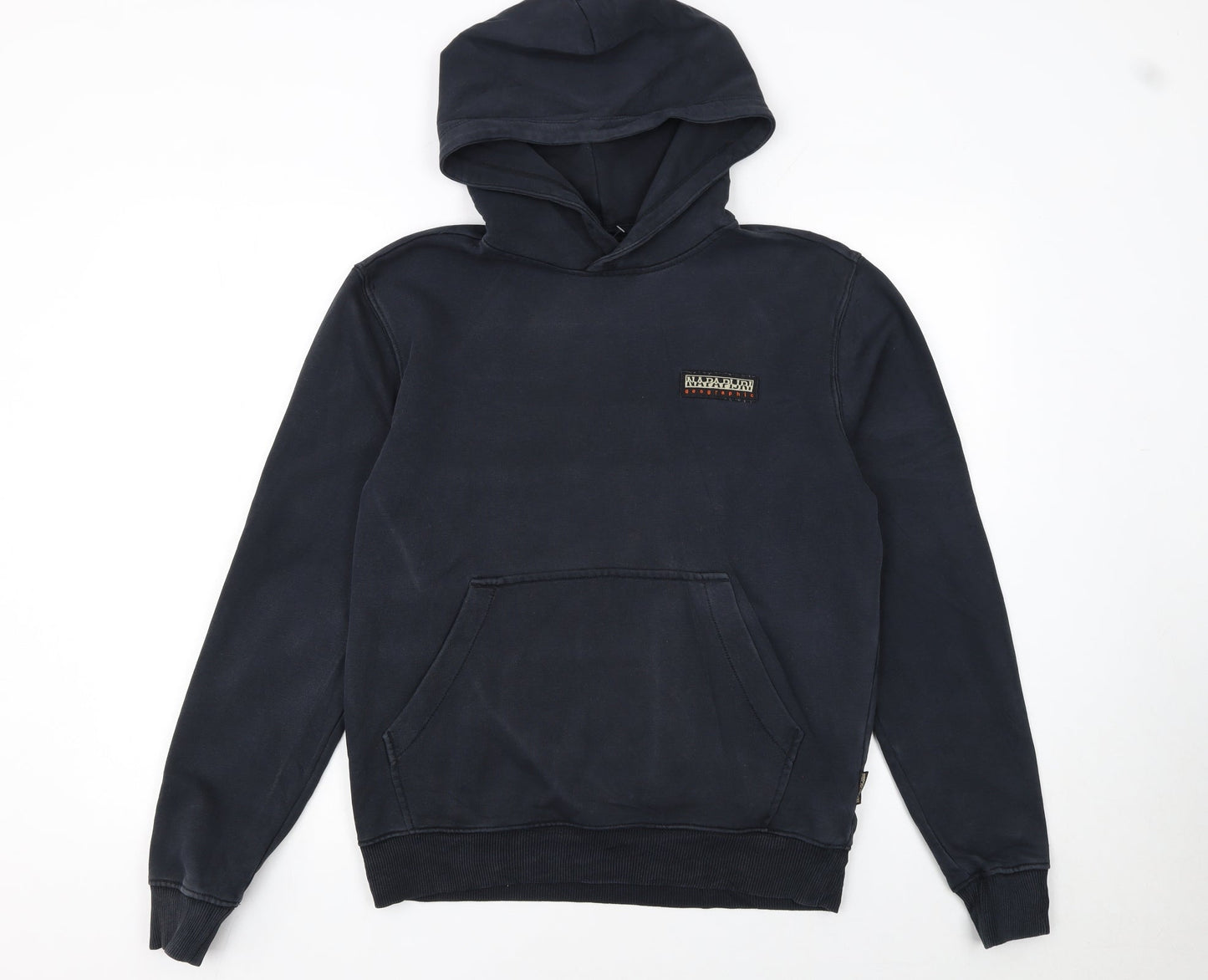 Napapijri Men's Blue Pullover Hoodie Size S Regular Fit Cotton Blend