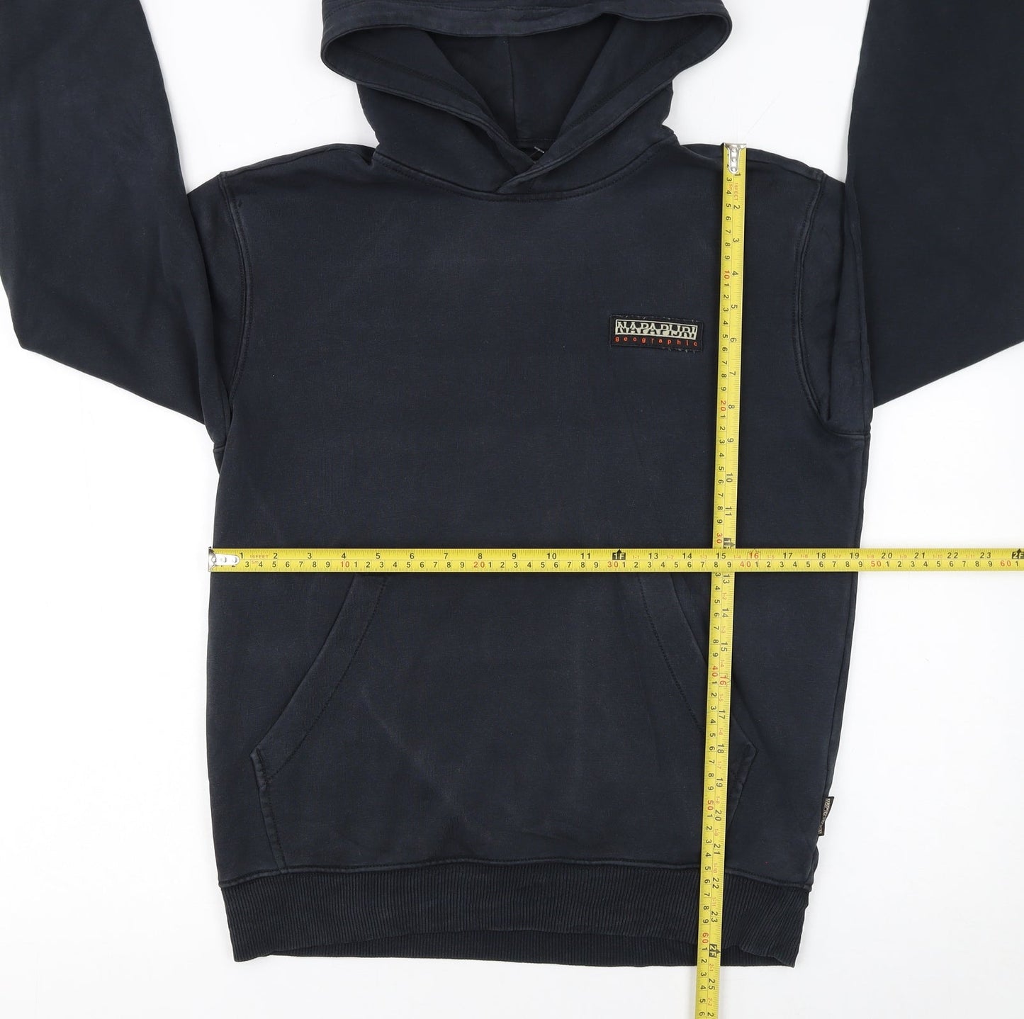 Napapijri Men's Blue Pullover Hoodie Size S Regular Fit Cotton Blend
