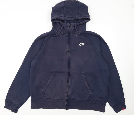 Nike Men's Blue Full Zip Hoodie XL Fleece Cotton Blend