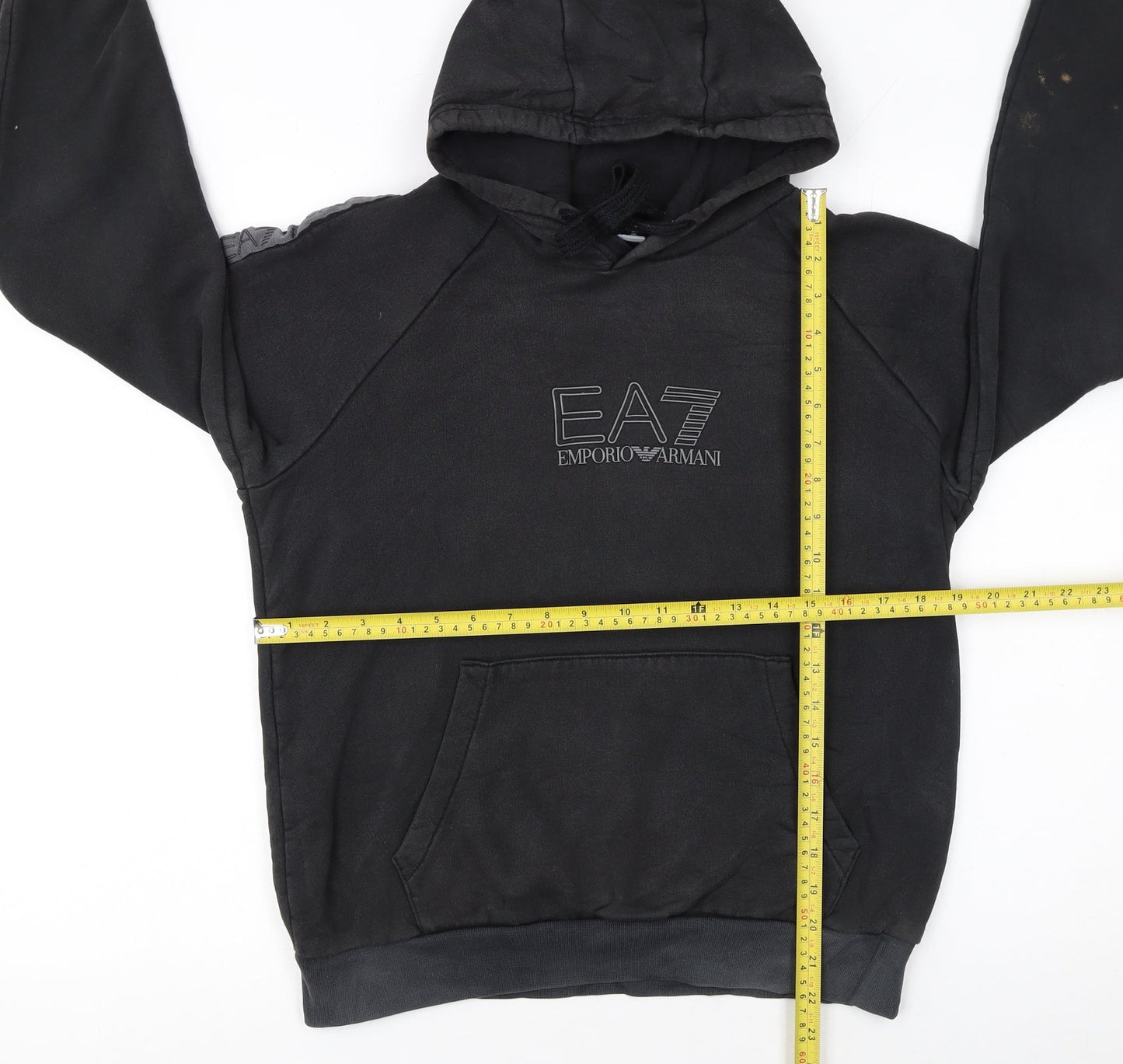 EA7 Emporio Armani Women's Black Pullover Hoodie Size S Cotton Blend