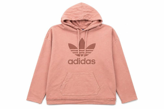 Adidas Women Pink Hoodie UK10 Pullover Cotton Blend Logo Hooded Sweatshirt