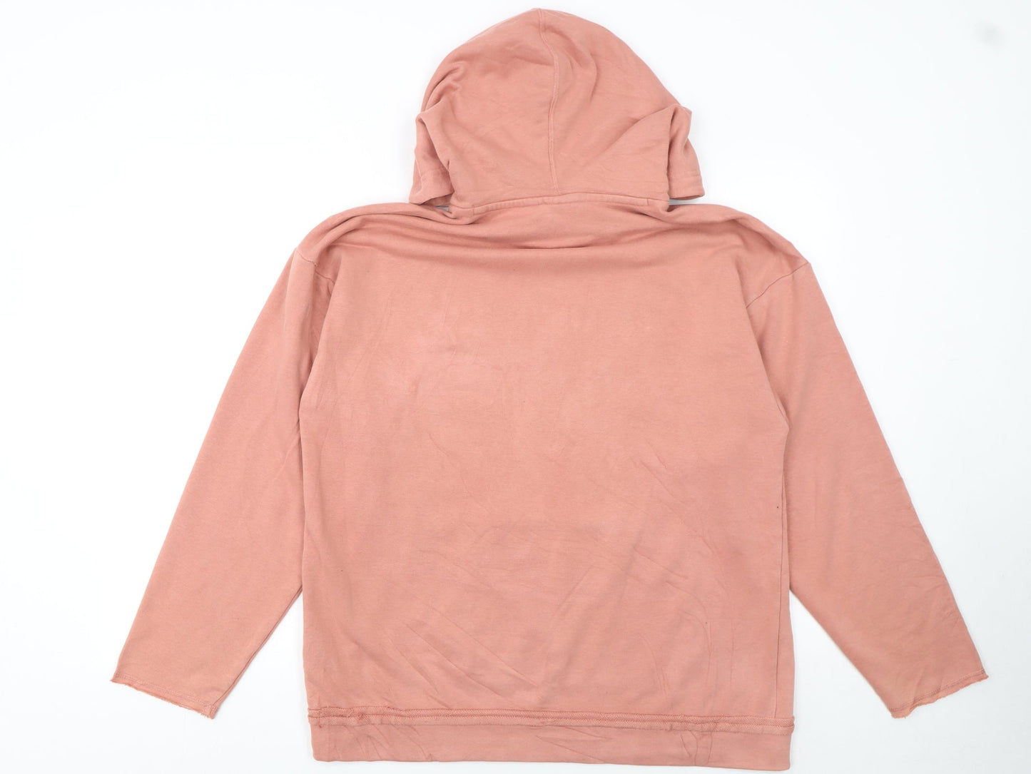 Adidas Women Pink Hoodie UK10 Pullover Cotton Blend Logo Hooded Sweatshirt