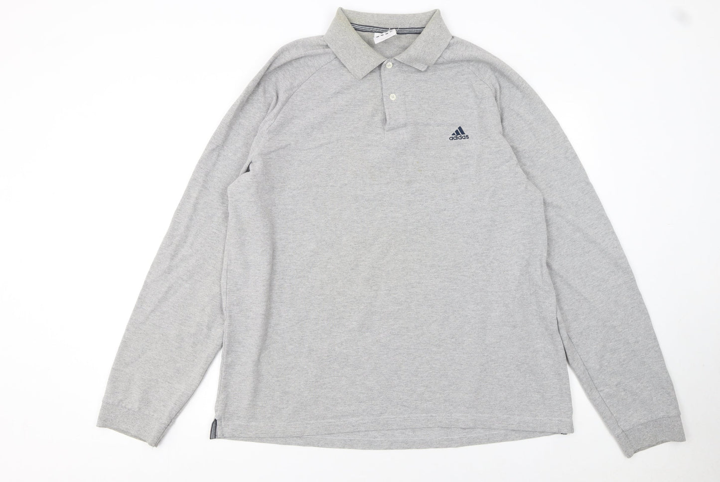Adidas Men's Grey Long Sleeve Polo Shirt XL Cotton Blend