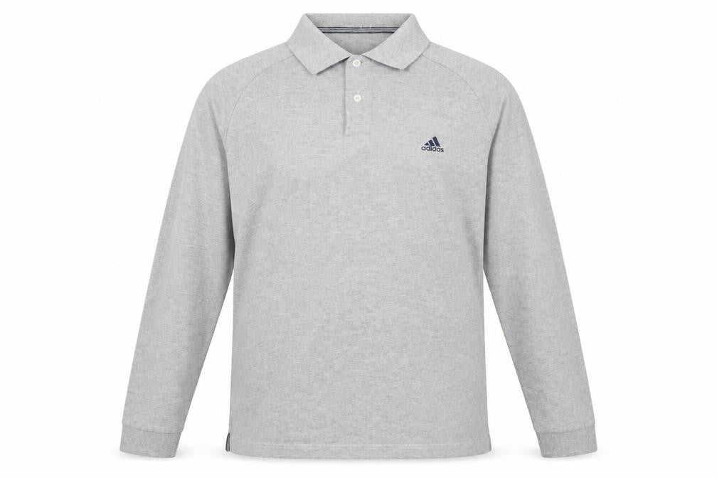 Adidas Men's Grey Long Sleeve Polo Shirt XL Cotton Blend