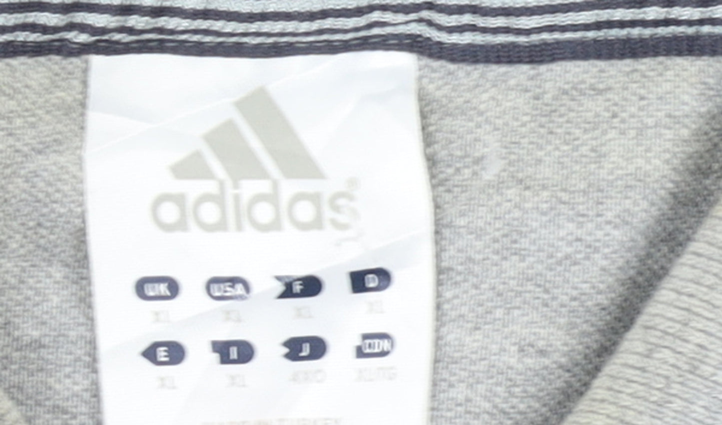 Adidas Men's Grey Long Sleeve Polo Shirt XL Cotton Blend