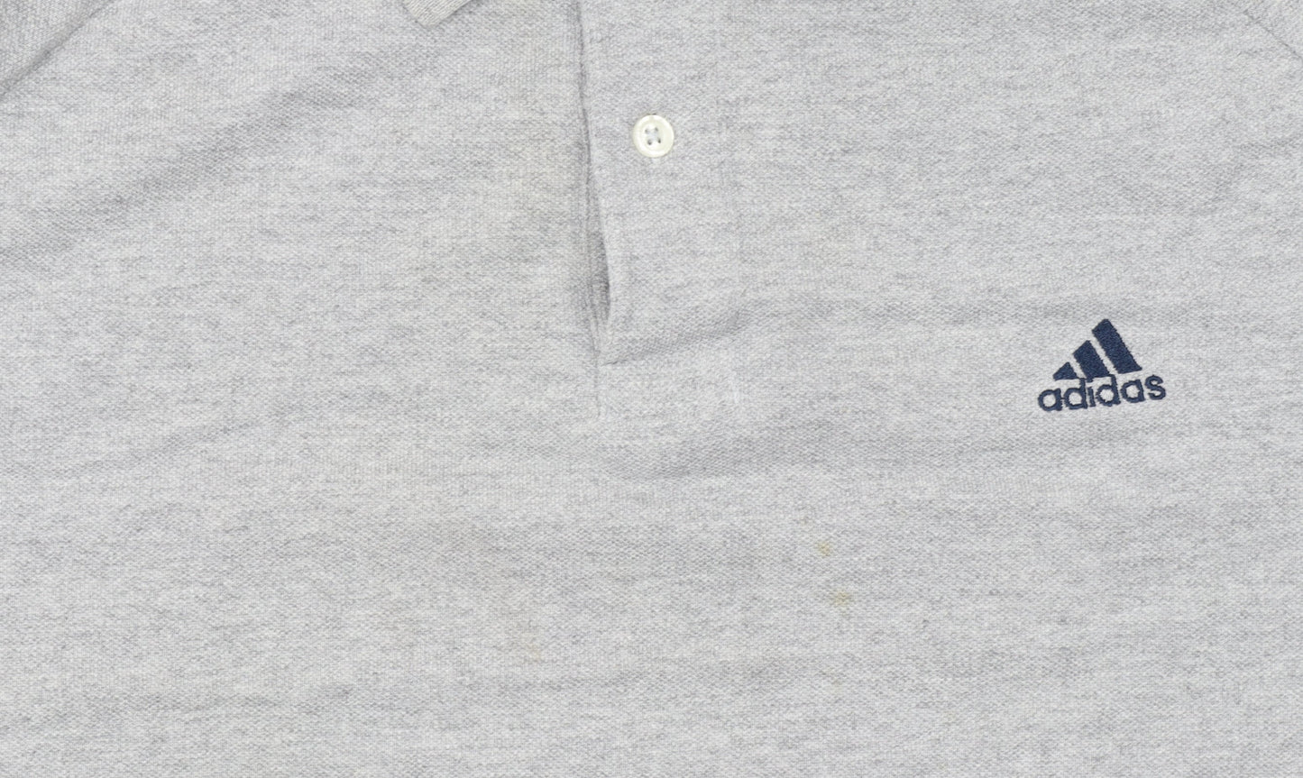 Adidas Men's Grey Long Sleeve Polo Shirt XL Cotton Blend