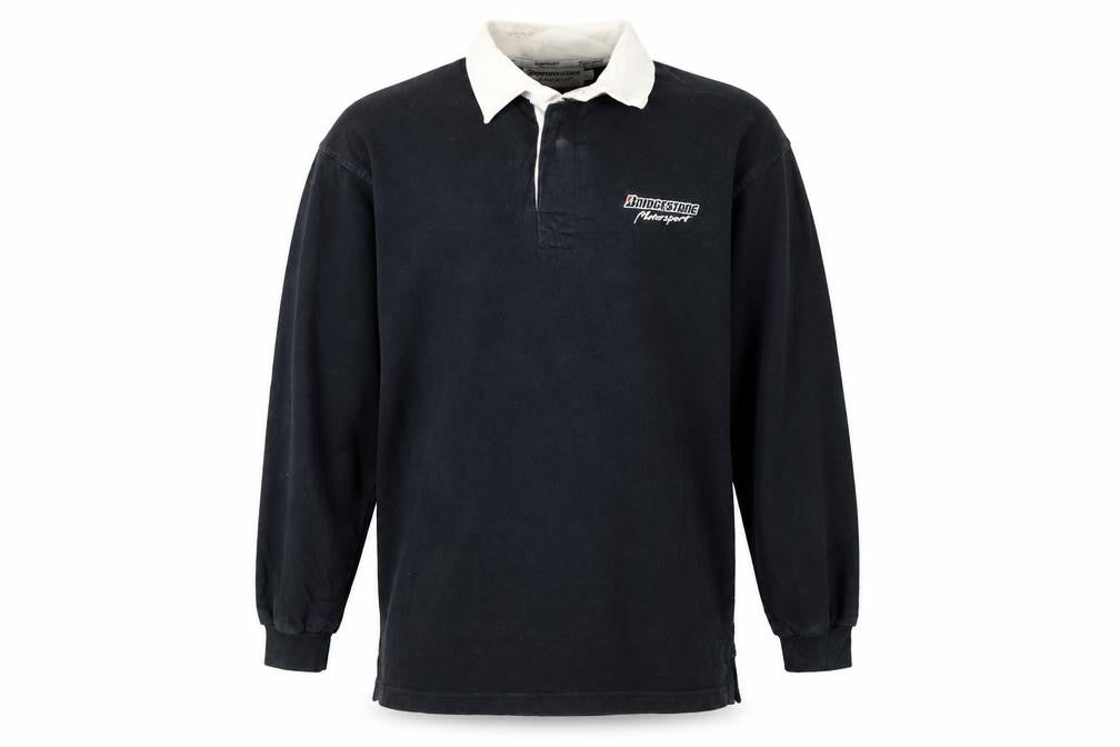 Bridgestone Motorsport Black Long Sleeve Polo Shirt Men's L Vintage Racing Logo