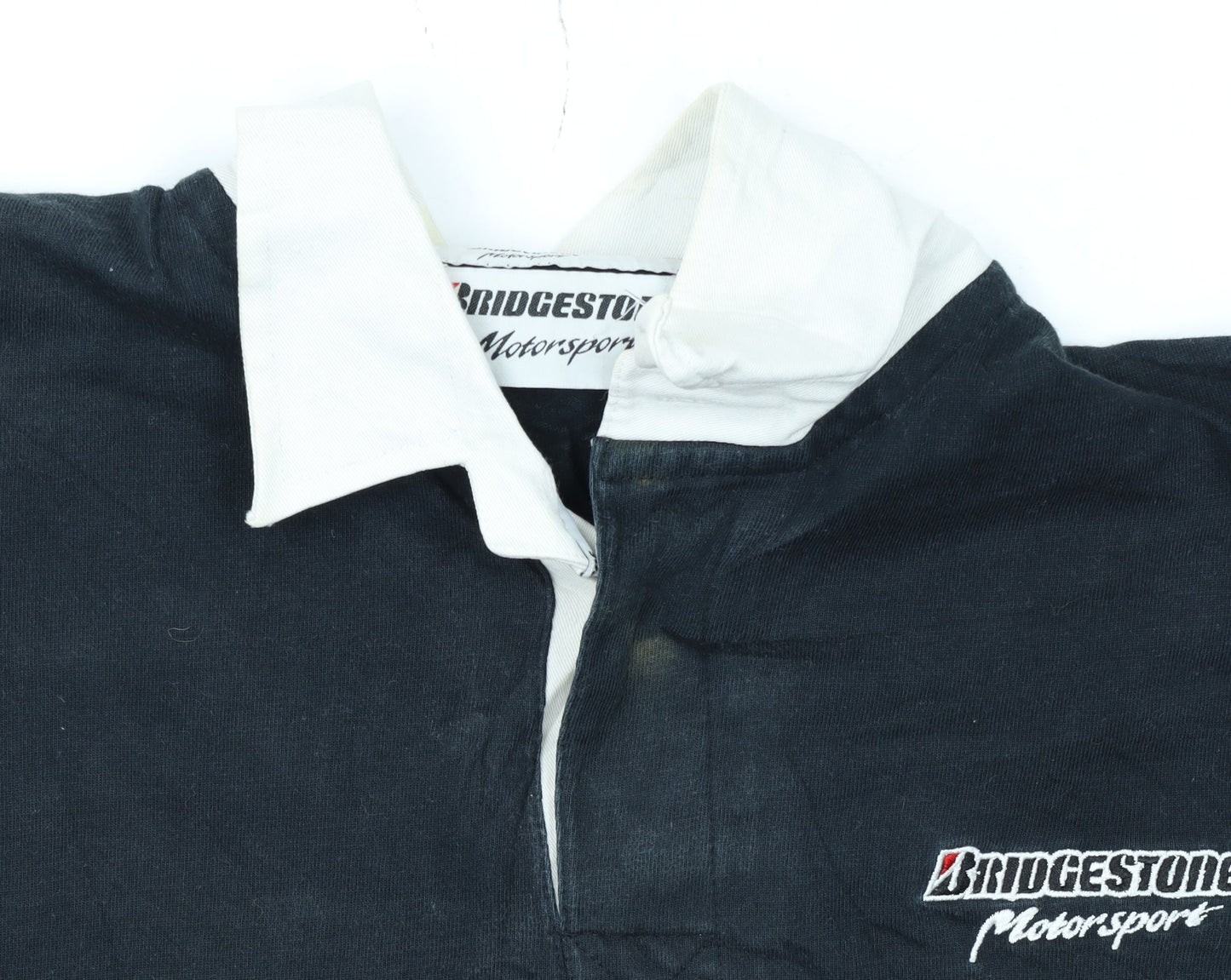Bridgestone Motorsport Black Long Sleeve Polo Shirt Men's L Vintage Racing Logo