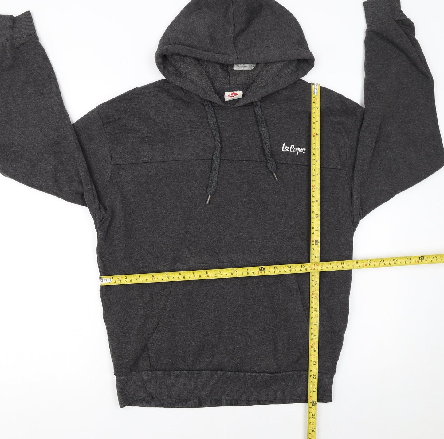 Lee Cooper Men's Grey Pullover Hoodie M Regular Fit Fleece