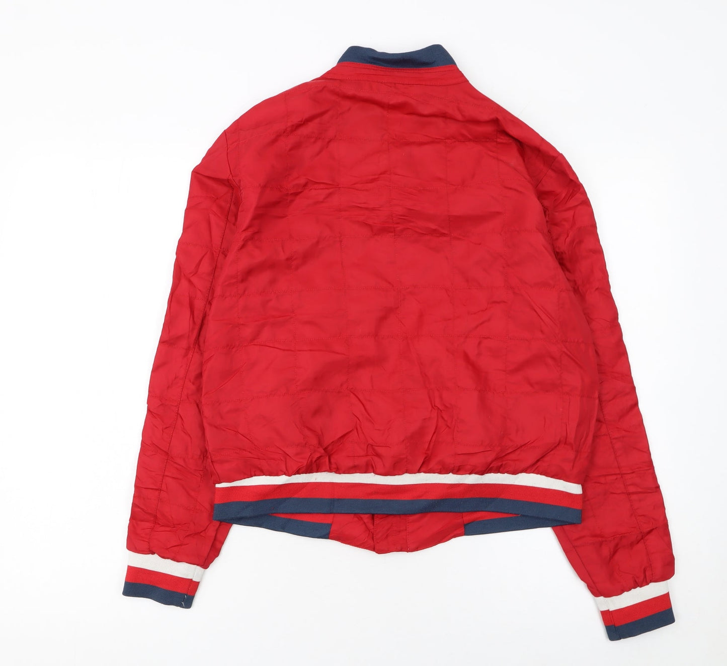 NYC Industry Women’s Red Bomber Jacket Size S Logo Zip Detail