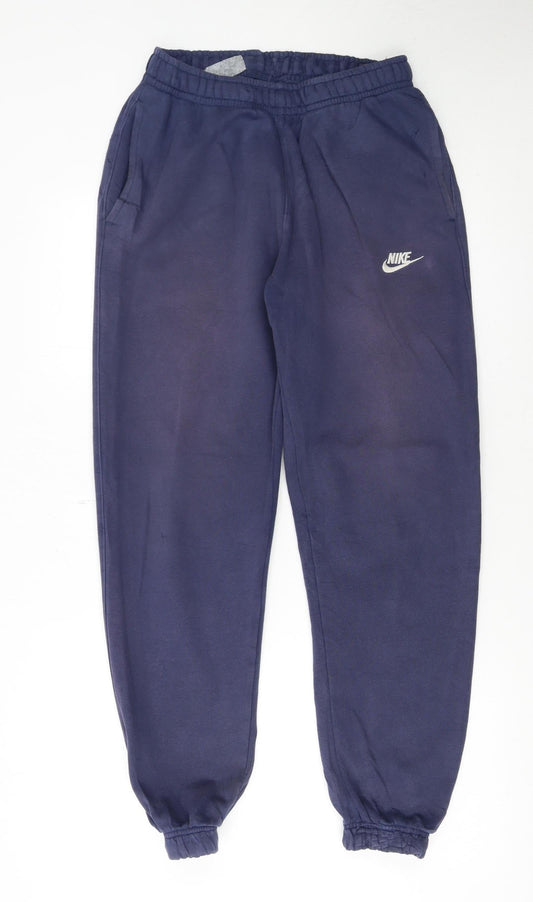 Nike Men's Blue Fleece Sweatpants S Regular Fit Logo Joggers