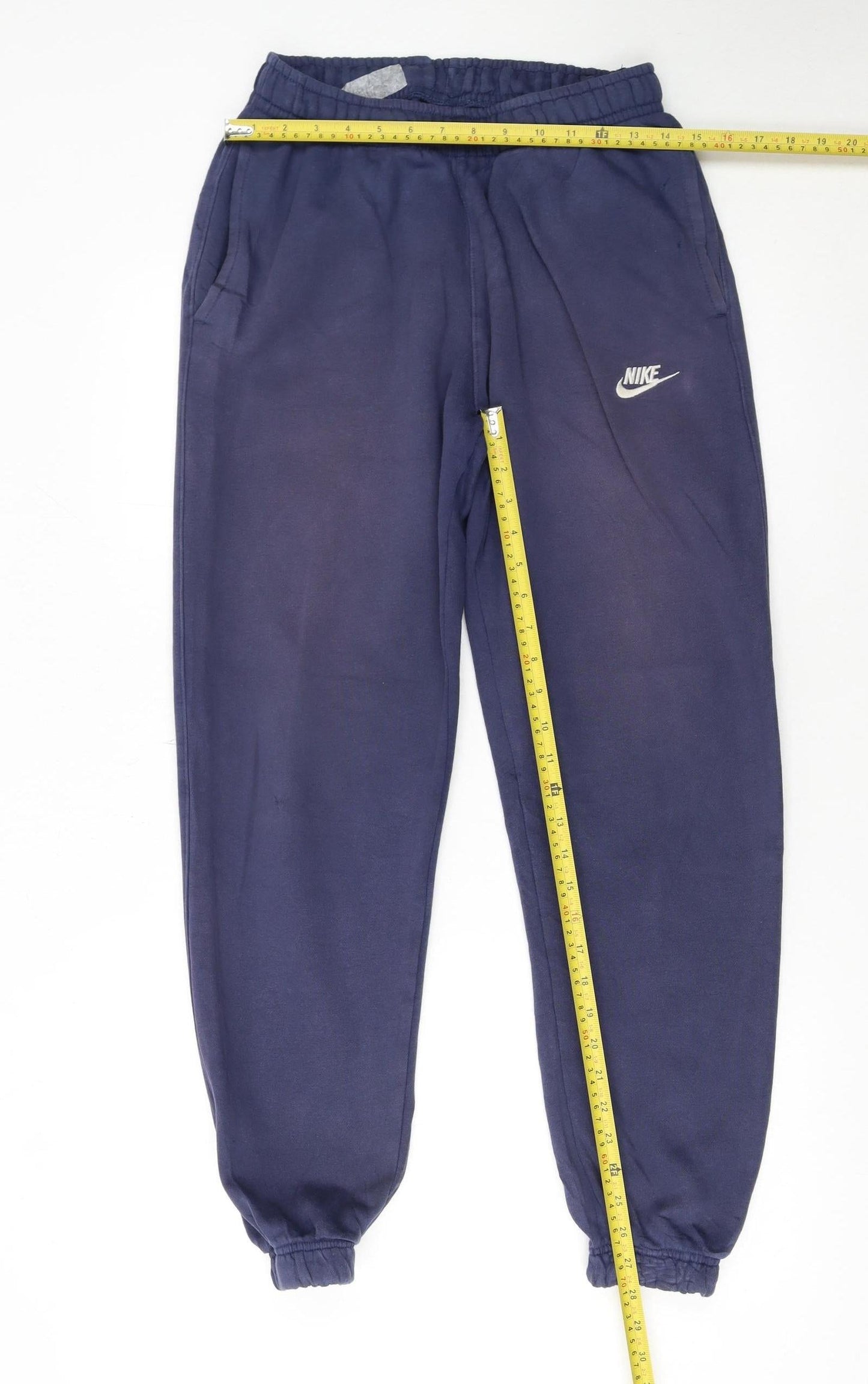 Nike Men's Blue Fleece Sweatpants S Regular Fit Logo Joggers