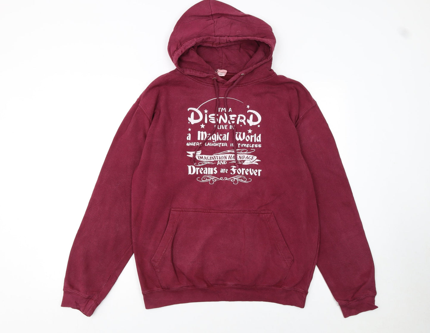 WDIS Womens Burgundy Hoodie Medium Cotton Blend Disney Print