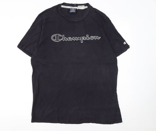 Champion Men's Black Large Crew Neck Short Sleeve T-Shirt