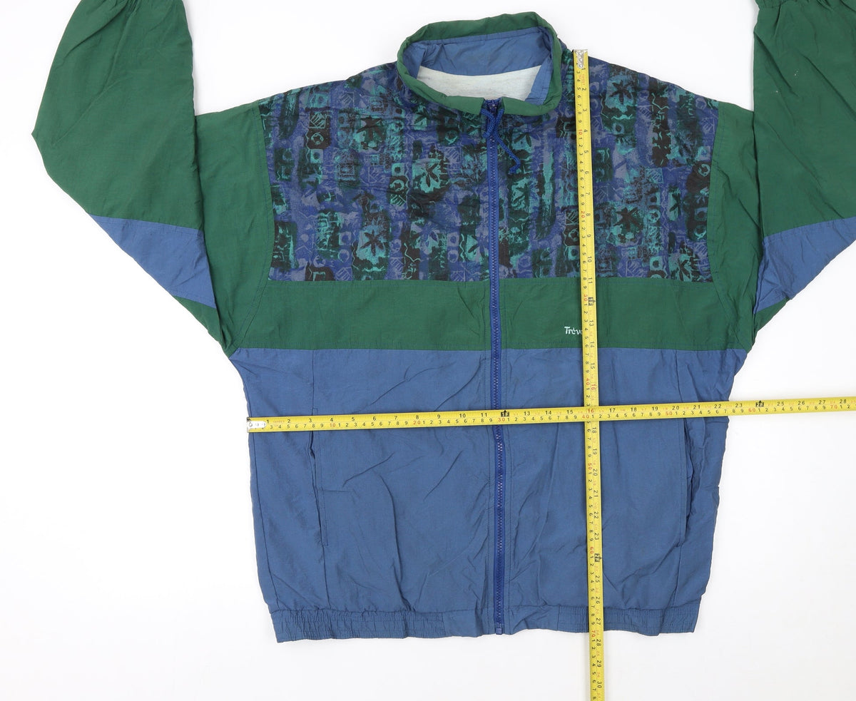 Trevois Boys Blue Green Colourblock Track Jacket 16 Years Retro Zip Up