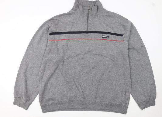 Reebok Men's Grey 2XL 1/4 Zip Pullover Sweatshirt