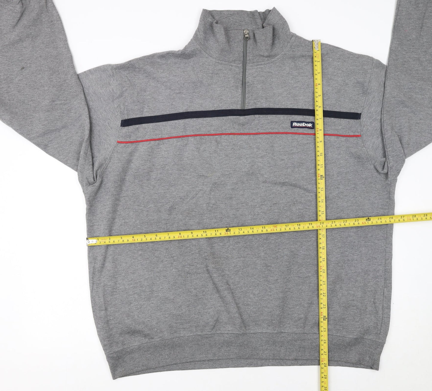 Reebok Men's Grey 2XL 1/4 Zip Pullover Sweatshirt