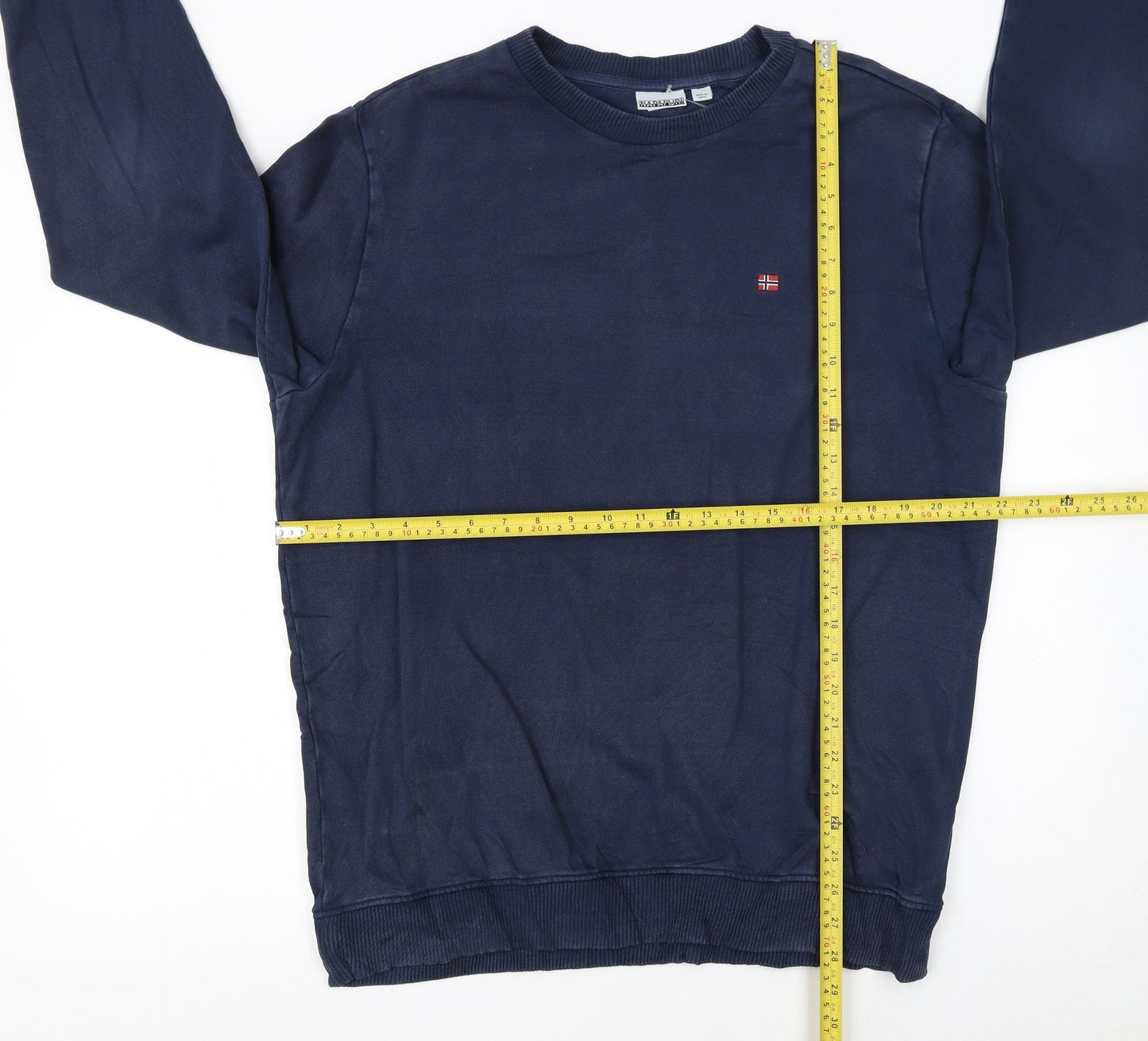 Napapijri Men's Blue Crew Neck Cotton Sweatshirt L Regular Fit