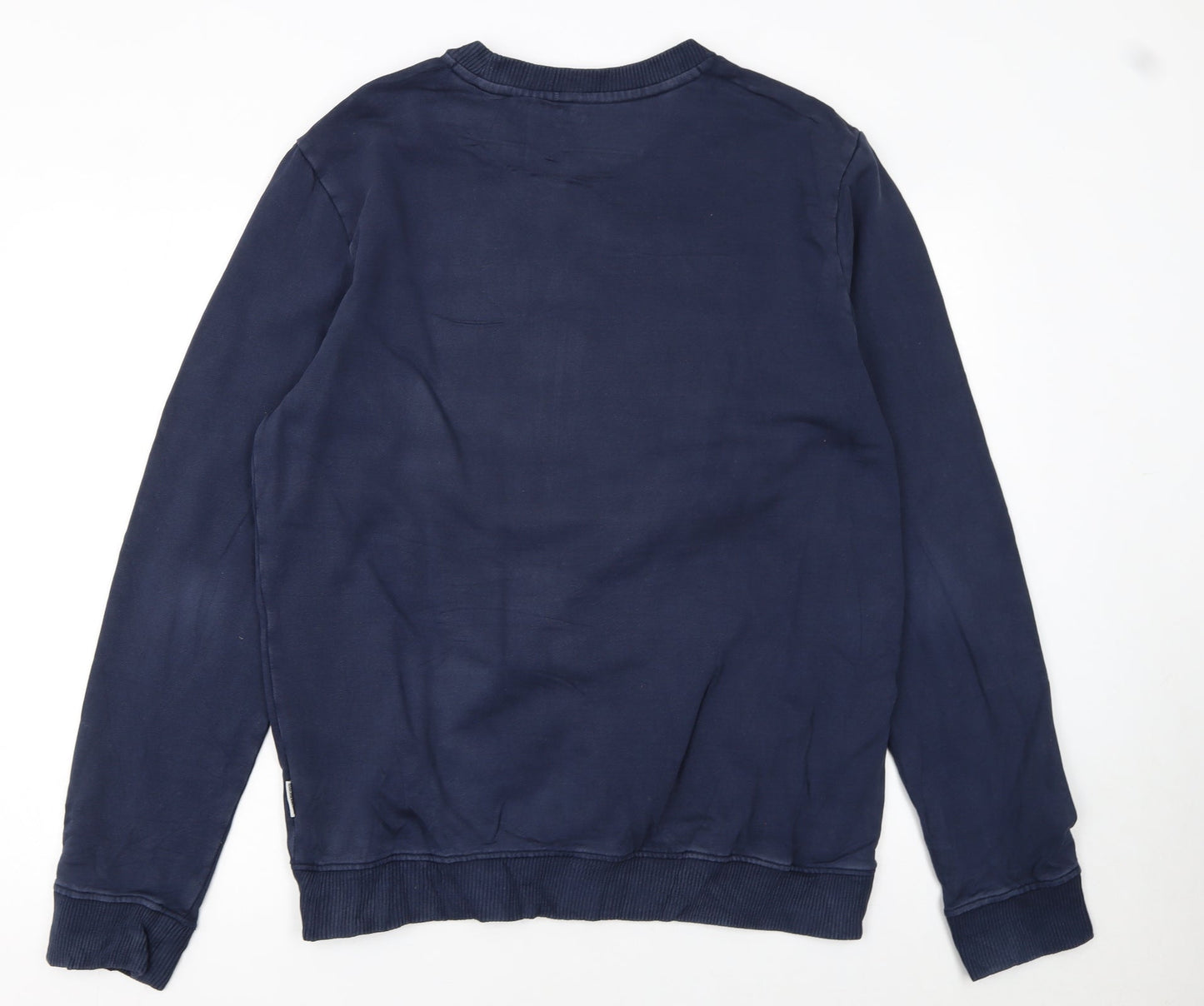Napapijri Men's Blue Crew Neck Cotton Sweatshirt L Regular Fit