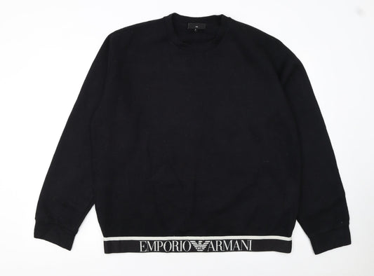 Emporio Armani Women Black XXL Pullover Sweatshirt Logo Trim
