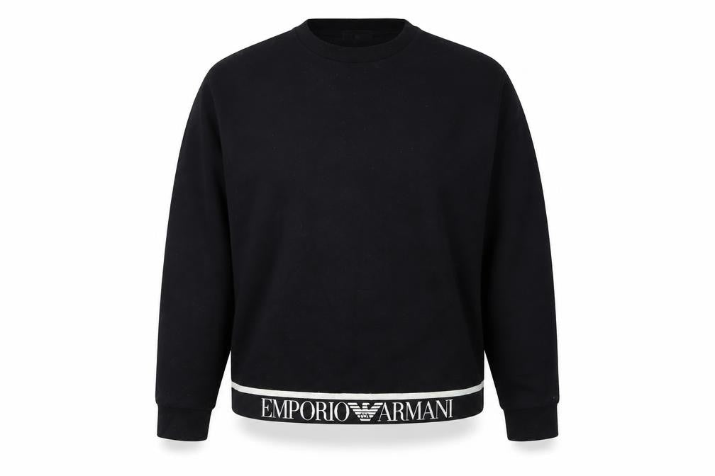 Emporio Armani Women Black XXL Pullover Sweatshirt Logo Trim