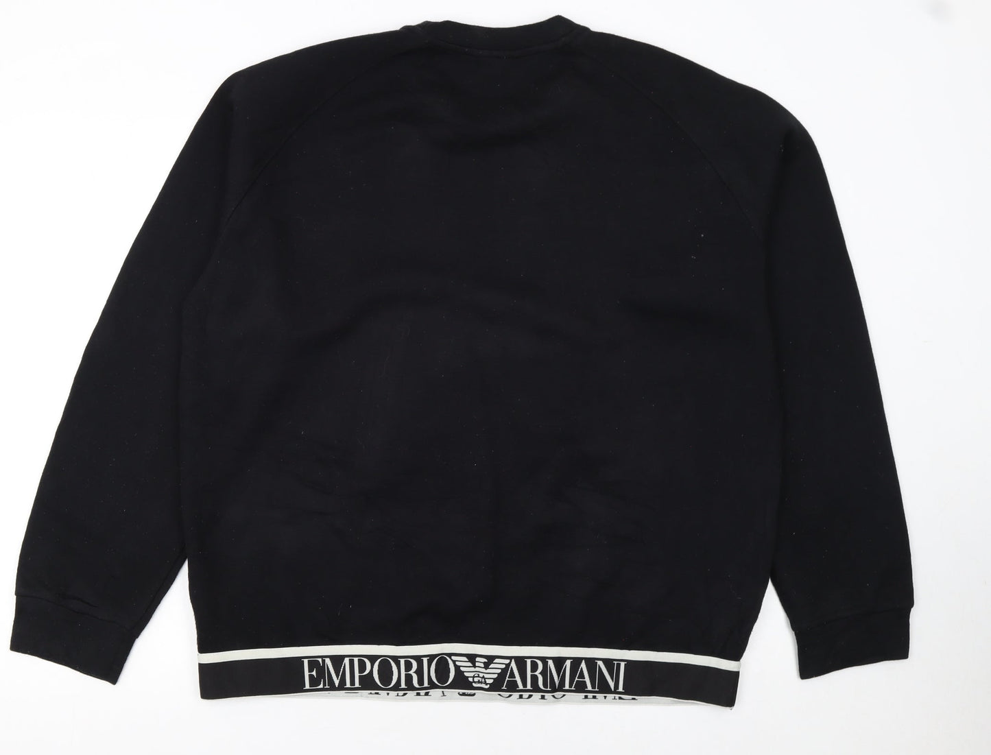 Emporio Armani Women Black XXL Pullover Sweatshirt Logo Trim