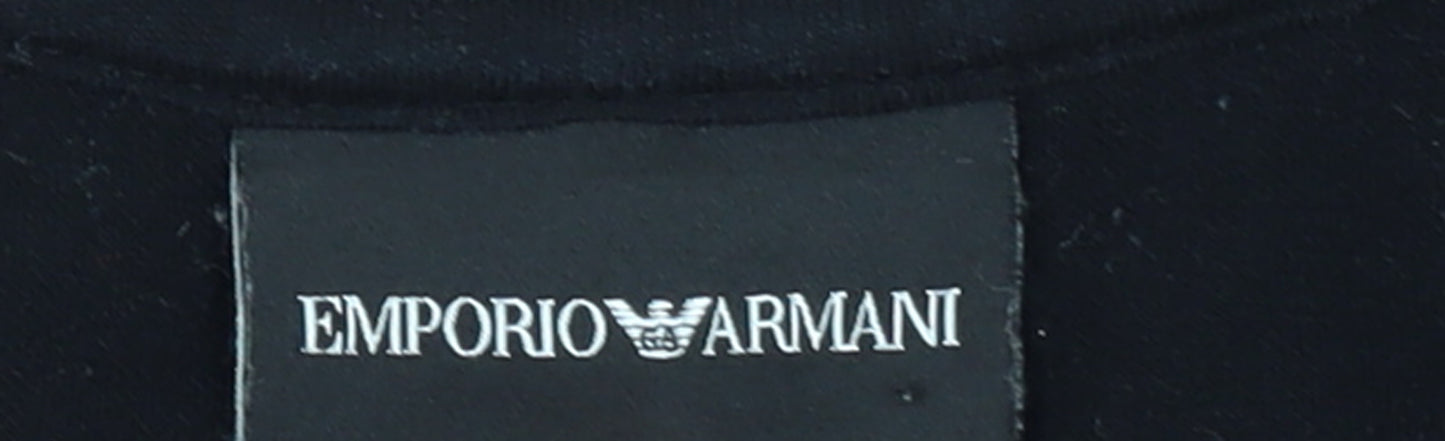Emporio Armani Women Black XXL Pullover Sweatshirt Logo Trim