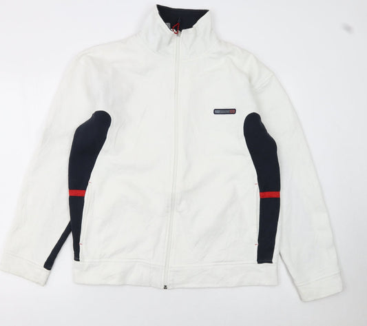 Reebok Men's White Track Jacket L Colourblock Full Zip Sportswear