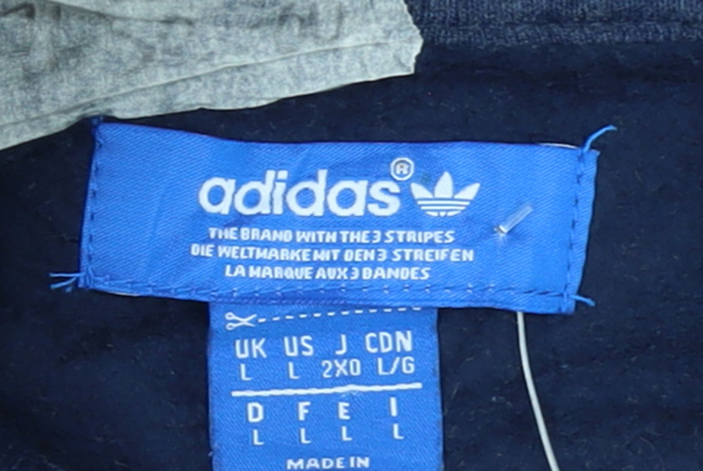 Adidas Men's Blue Track Jacket L Cotton Blend Full Zip Athletic