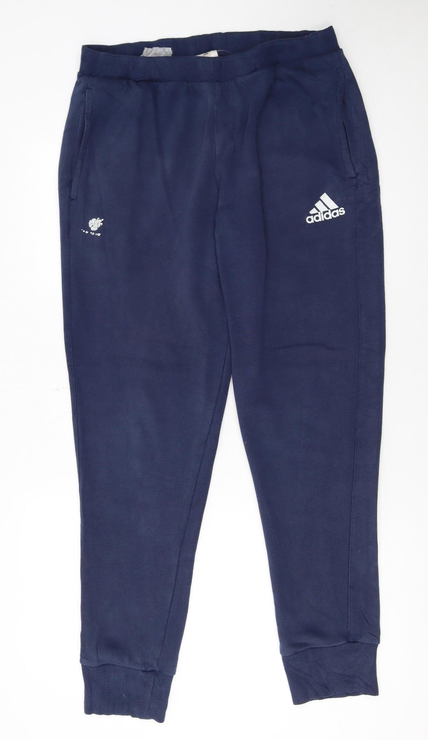 Adidas Men Blue Jogger Sweatpants L Regular Fit Casual Trousers
