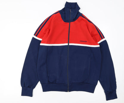Additional front view of Adidas boys’ red & navy track jacket, size 174, polyester cotton zip up