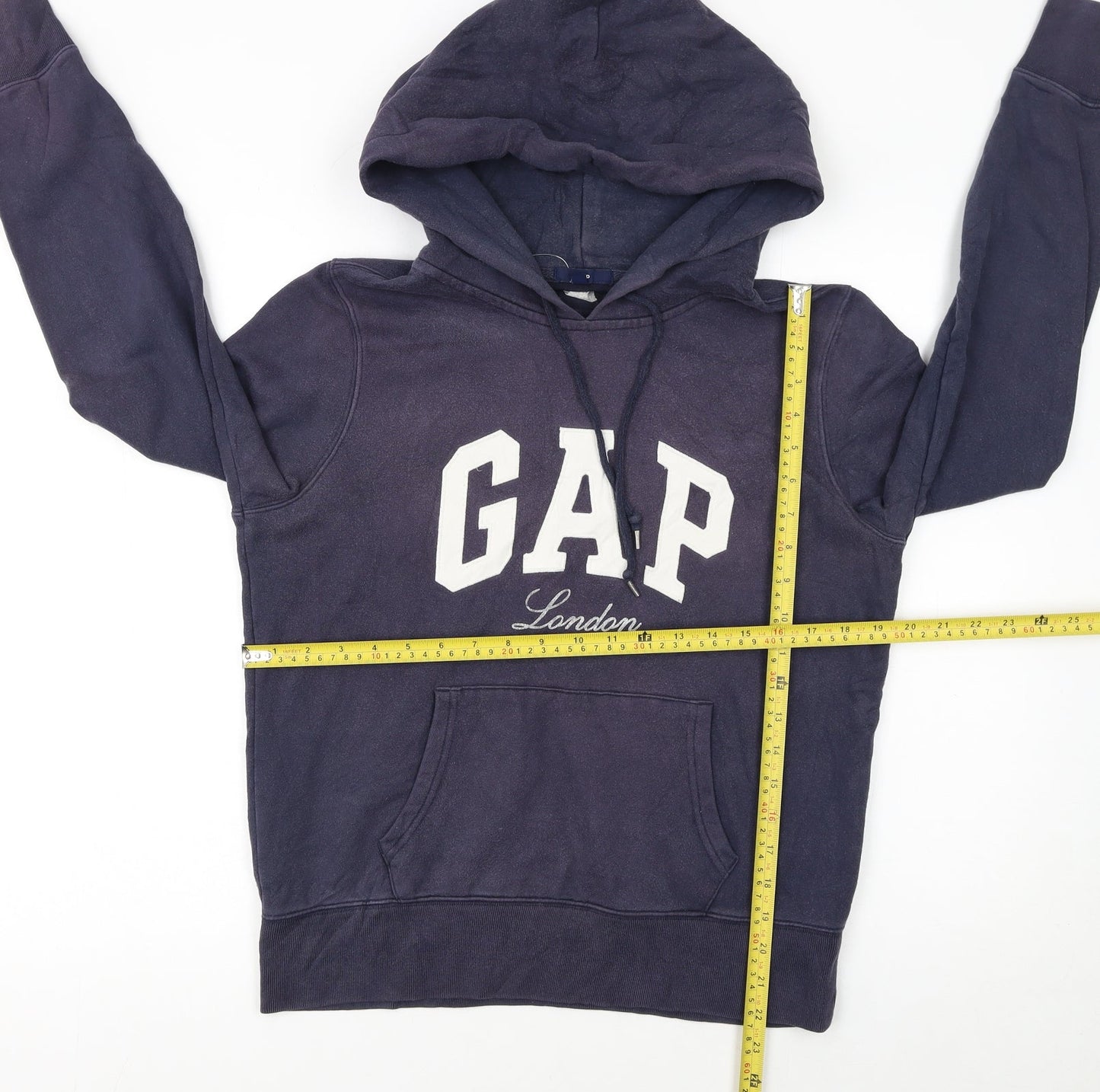 GAP Women Navy Blue Pullover Hoodie Medium Cotton Blend London Logo