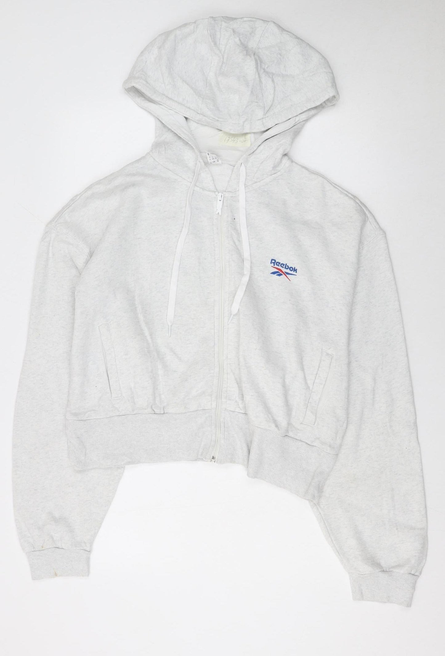 Reebok Women’s Grey Full Zip Hoodie Size L Cotton Blend Casual