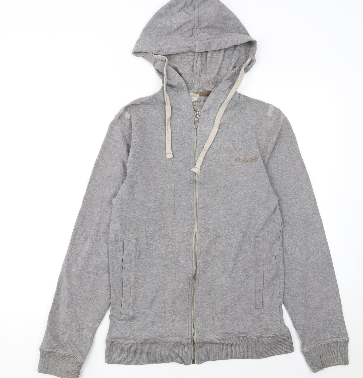 Reebok Womens Grey Full Zip Hoodie Size S Cotton Blend Casual Sportswear