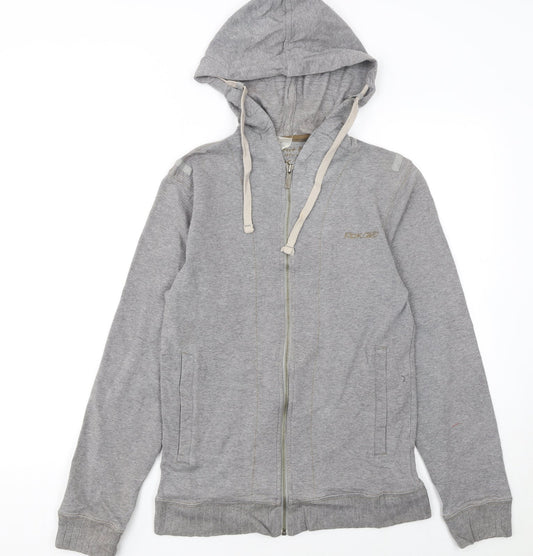 Reebok Womens Grey Full Zip Hoodie Size S Cotton Blend Casual Sportswear