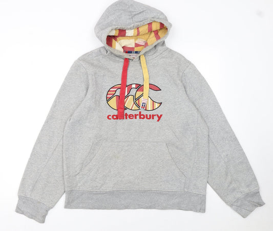 Canterbury Men's Grey Pullover Hoodie M Sports Embroidered Logo