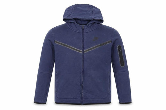 Front view of Nike boys’ blue xl full zip hoodie sweatshirt with hood and zip pockets