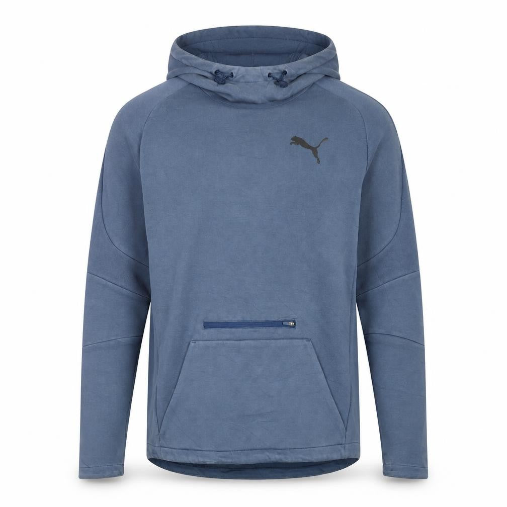 Puma Mens Blue M Pullover Hoodie with Logo and Zip Pocket