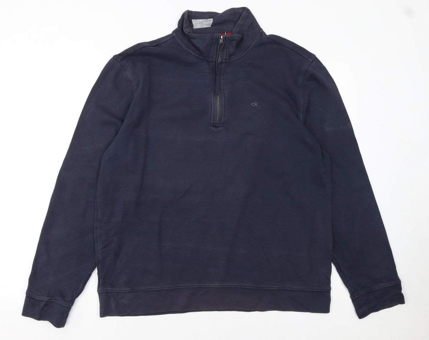 Calvin Klein Men's Blue Quarter Zip Sweatshirt Size L Regular Fit