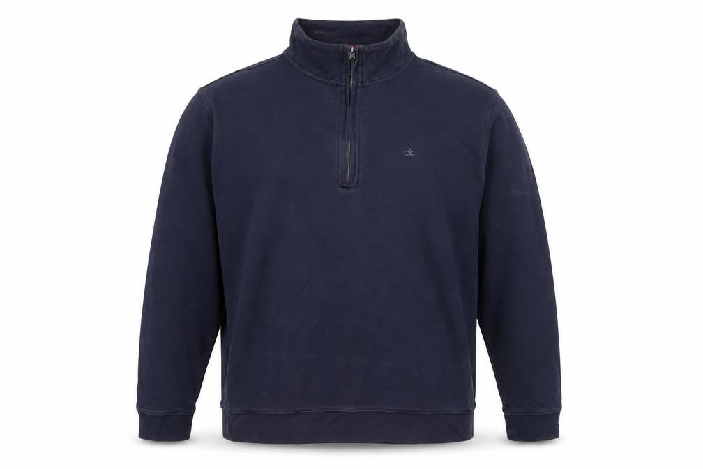 Calvin Klein Men's Blue Quarter Zip Sweatshirt Size L Regular Fit