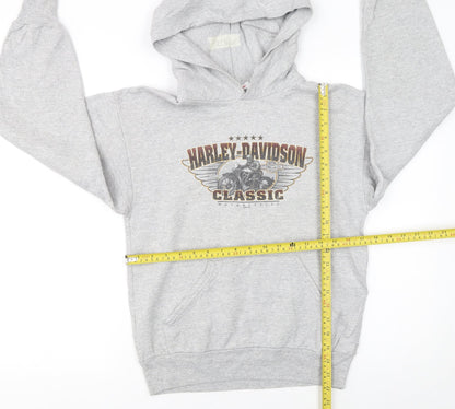Back view of Harley-Davidson boys’ grey hoodie l 14-16 classic pullover motorcycle print