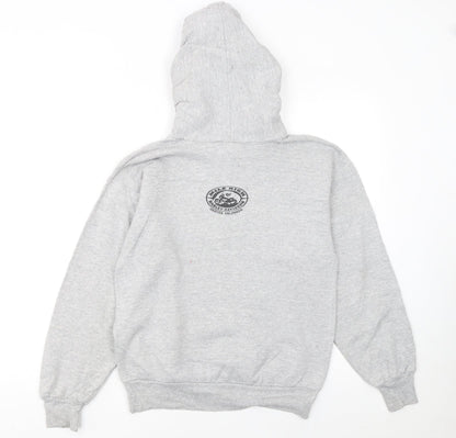 Close-up detail of Harley-Davidson boys’ grey hoodie l 14-16 classic pullover motorcycle print