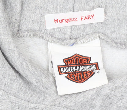 Brand and care label for Harley-Davidson boys’ grey hoodie l 14-16 classic pullover motorcycle print
