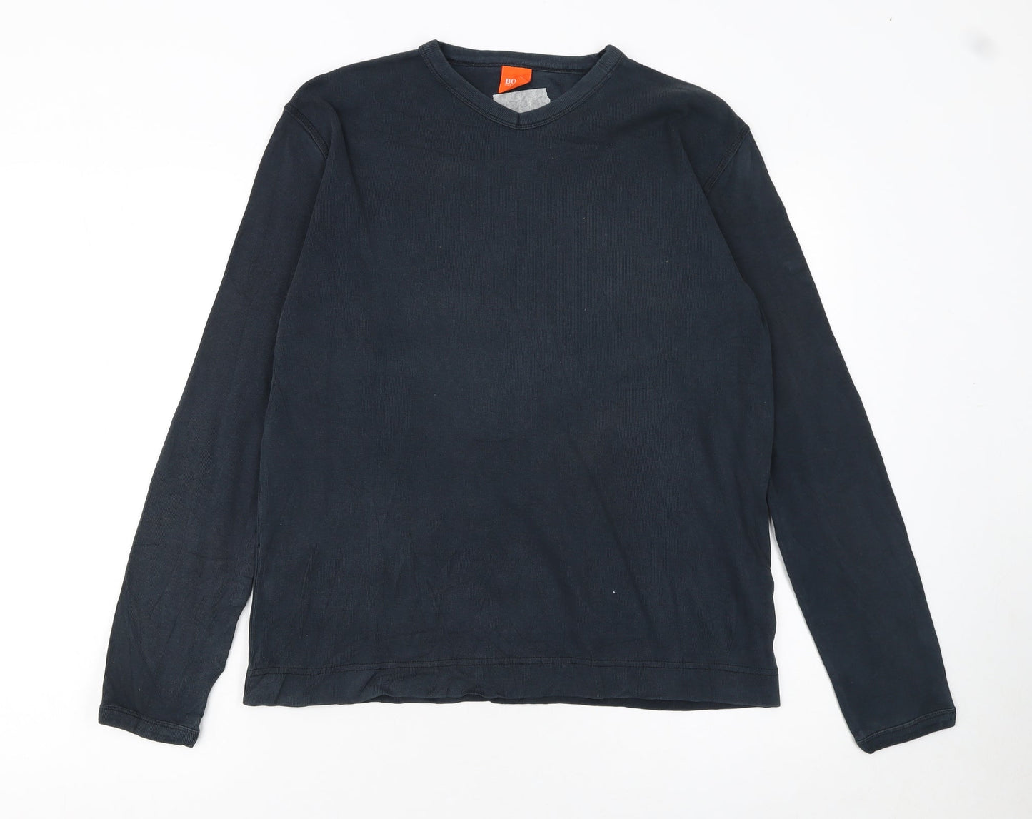 Hugo Boss Men's Black Long Sleeve Cotton Crew Neck T-Shirt Size S