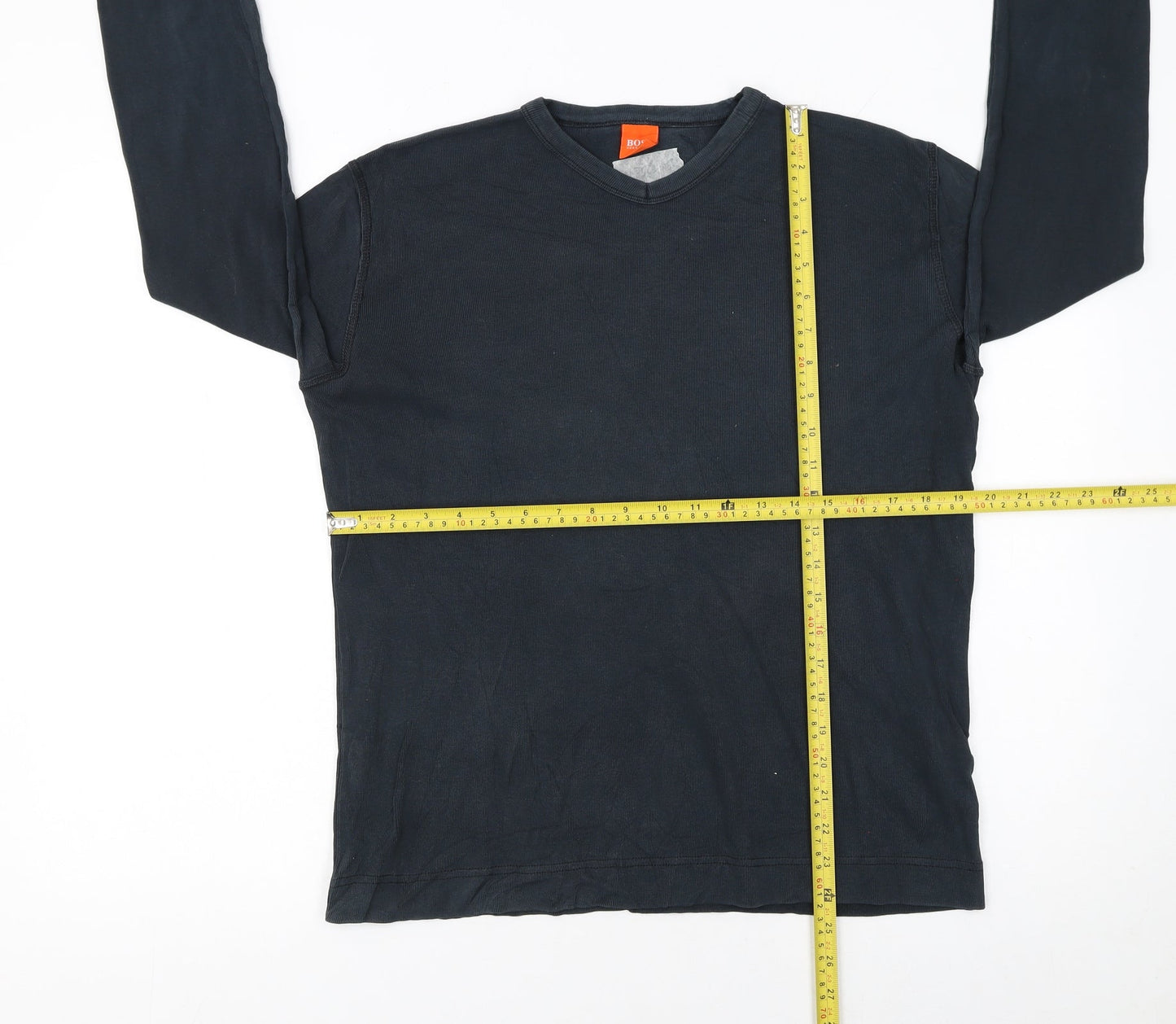 Hugo Boss Men's Black Long Sleeve Cotton Crew Neck T-Shirt Size S